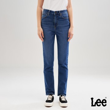 Lee 女款 421 高腰修身直筒牛仔褲 深藍洗水