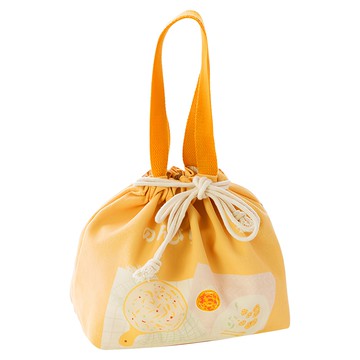 SUnORO 日式和風便當袋 手繪便當袋 束口手提餐袋  均碼  黃色  1個