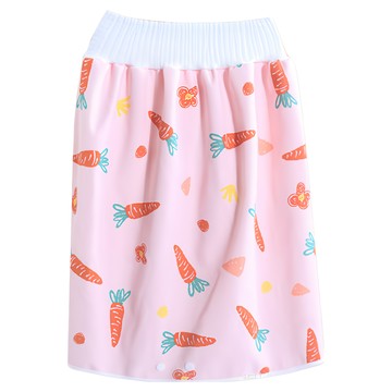 OhBabyLying 寶寶高腰防水隔尿裙 外層100%純棉 中層防水透氣TPU 內層竹炭纖維  L  胡蘿蔔 粉色