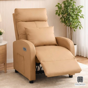 【Hampton 漢汀堡】  丹尼爾電動躺椅-泰迪橙(含腰枕)