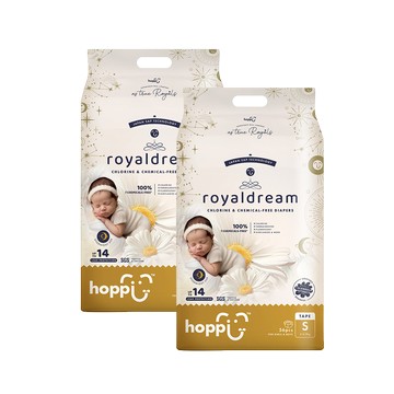 Hoppi - royaldream 皇家系列嬰兒尿布－黏貼型(S)－56片－2袋