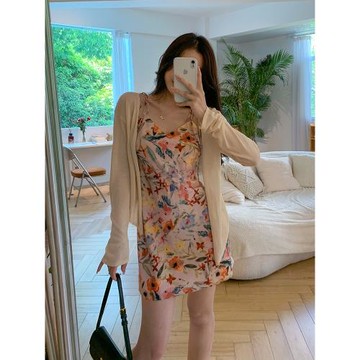 海灘夫人冰絲針織衫空調衫防曬開衫薄款配吊帶裙外搭小坎肩女夏季