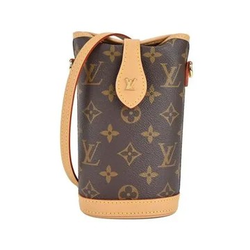 Louis Vuitton 經典Monogram Fold Me 帆布斜背/圓筒包(迷你/卡其)