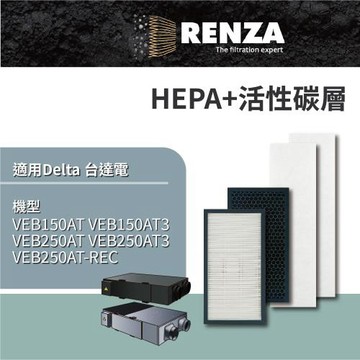 適用 Delta 台達電 VEB150AT VEB150AT3 VEB250AT VEB250AT3 全熱交換器 HEPA 活性碳 初效濾網 濾芯