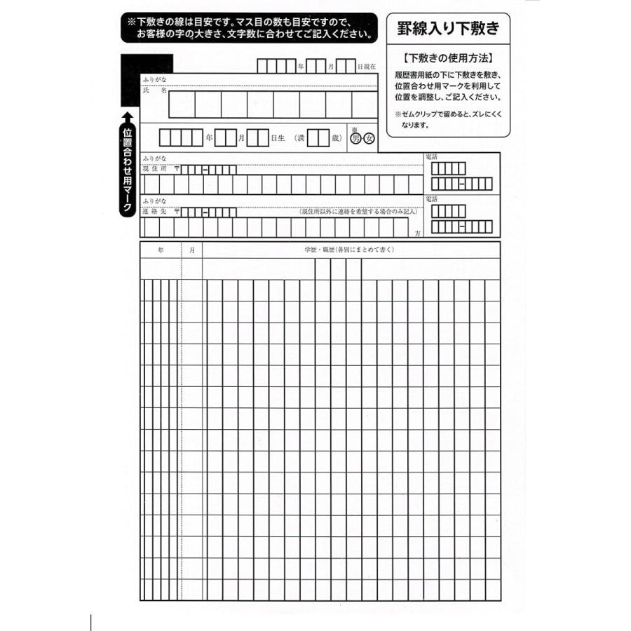 コクヨ 履歴書用紙 B５判 罫線入り下敷き付き 履歴書の書きかた付き ＪＩＳ規格帳票