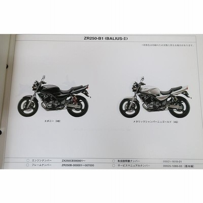 ZXR250/ZR250 バリオス1型　サービスマニュアル　パーツリスト 楽天市場】バリオス BALIUS サービスマニュアル 1版補足版