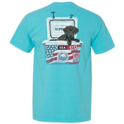 サザン フリード コットン シャツ トップス メンズ Southern Fried Cotton Men's Americana Dog Short Sleeve Graphic T-Shirt Lagoon