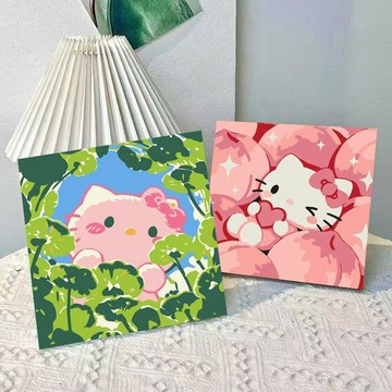 🌸臺灣出貨🎉創意Kitty數字油畫diy高顏值手工diy填色填充靜心解壓手繪油彩畫