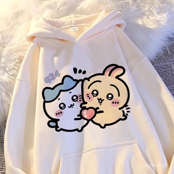【臺灣-出貨】新款男女童秋冬季加絨連帽衛衣洋氣卡通吉伊卡哇印花中大童上衣服 ZZLA