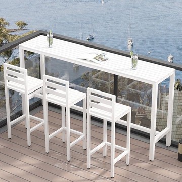 免運 實木吧檯桌 戶外吧檯桌 戶外鐵藝塑木高腳桌靠窗露天庭院防水防曬咖啡奶茶店吧臺桌椅組合 可開發票 全館五折 工廠現貨直銷 新品特價 c8288