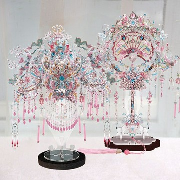 【國風喜扇】金屬拼圖 鳳冠拼裝 立體模型 手工diy 金屬材質 精美禮盒 婚禮嫁妝 閨蜜女友禮物