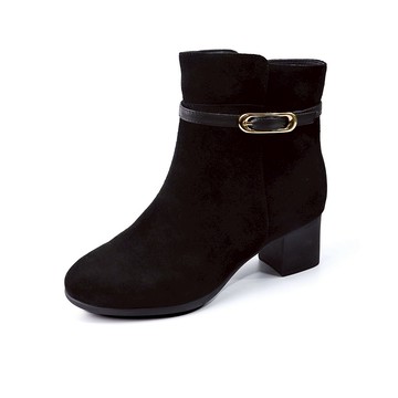 (限時⬊5折)GREEN PINE優雅飾帶拉鍊高跟短靴 黑色 (00317276)