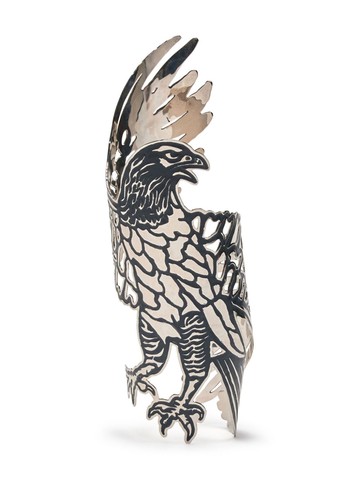 Diesel - Eagle open-cuff bracelet - women - Brass - One Size - Silver