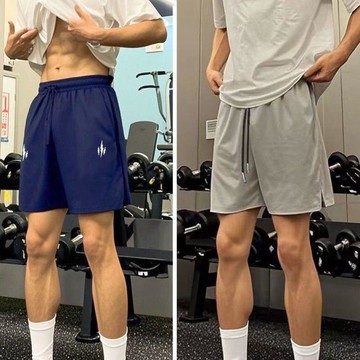 臺灣出貨 男夏季薄款戶外純色速幹運動美式百搭潮流寬鬆沙灘褲美式短褲跑步短褲健身短褲休閒五分褲夏季短褲