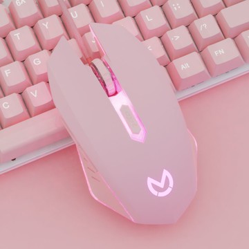 櫻花粉女生電競游戲有線鼠標高顏值網吧專用cf筆記本臺式通用lol