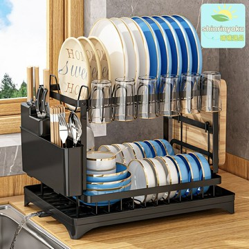 【檯面省空間】瀝水碗架 碗碟架 置物架 收納架 廚房收納 不鏽鋼材質 可拆卸瀝水盤 碗碟筷子一體 小戶型廚房必備