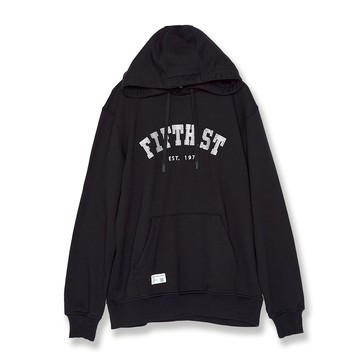 5th STREET｜男裝｜休閒印花長袖帽T｜黑色