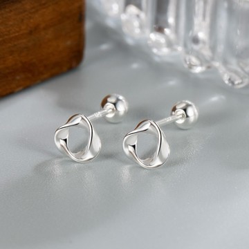 Sweet Air L30 日韓流行耳飾 S925銀針 簡約迷你曲線三角造型 螺絲擰轉珠式 耳針 耳環