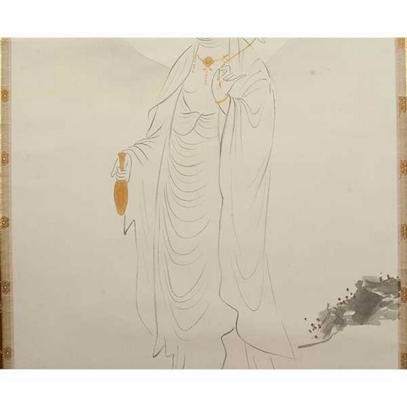 真作/藤井延年/観音図/白衣観音/仏掛軸/掛軸☆宝船☆AG-443 真作/藤井延年/観音図/白衣観音/仏掛軸/掛軸☆宝船☆AG-443 絵画