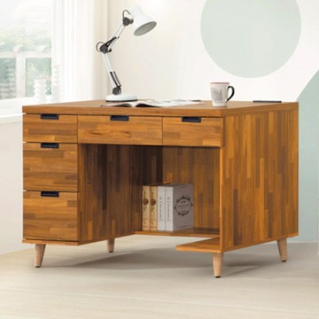 文創集 瑪爾4尺五抽書桌(二色可選)-120x60x77cm免組