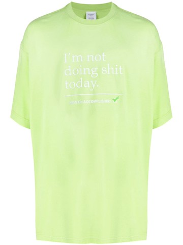 VETEMENTS - slogan-print cotton T-shirt - unisex - Cotton - XL - Green