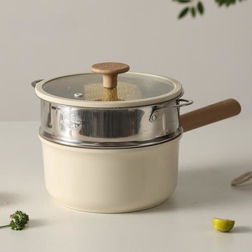 奶鍋輔食鍋不粘鍋嬰兒寶寶煎煮一體家用陶瓷小鍋泡面蒸湯鍋