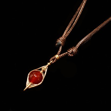 【水晶系列】SBI 紅瑪瑙脈輪之眼 韓蠟繩套鍊吊墜 (可客製)(雙面)