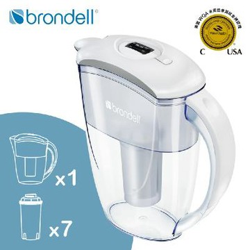 【brondell】美國邦特爾 純淨濾水壺(白)＋7入全效濾芯(1壺7芯)