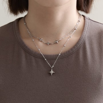 【BONNY&READ飾品】[鋼飾] 星鋒鎖骨鍊｜星星 小鑽 吊墜 雙層項鍊 女生飾品
