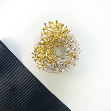 和風珍珠胸針 珍珠胸針 半寶石 Wedding 真絲絲巾 浪漫