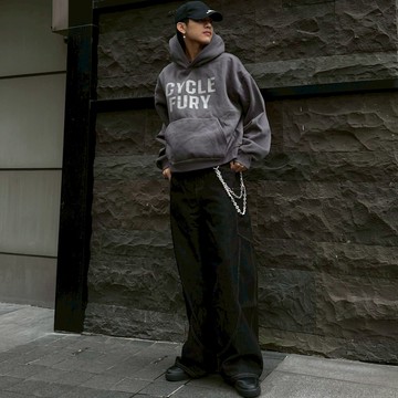 【AMERO】男裝 女裝 長袖連帽T恤  刷毛 星星印花 寬短版型 情侶裝