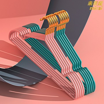 【防滑不鼓包】加粗衣架 衣架 防滑衣架 圓角衣架 金鉤衣架 加粗承重 圓角護衣 家用商超同款 10個裝