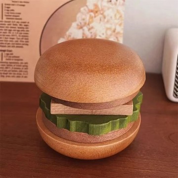 🍔日式漢堡包造型木製杯墊 創意漢堡形狀隔熱餐墊 可分層漢堡隔熱墊 多功能實木隔熱餐墊 木質餐桌墊 居家可愛擺件 咖啡杯墊