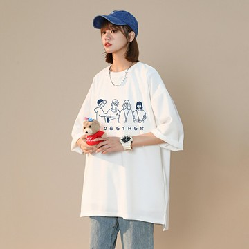 七分短袖t恤女寬松別致鹽系oversize潮牌中袖上衣顯瘦設計感小眾