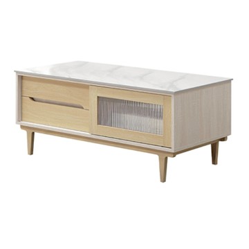 文創集 菲可岩板4.1尺推門四抽大茶几-122x60x54cm免組