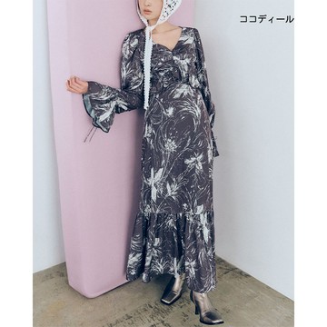 【ココディール】木炭黑色印花造型洋裝 O2X15110