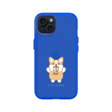 iPhone 15 Clear 激光藍 - 柴語錄 Shiba Says - 能動口就不動手-珍奶款
