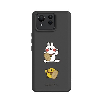 Zenfone 11 Ultra SolidSuit 黑 - 懶散兔與啾先生 Lazy Rabbit and Mr.Chu - 好運都來