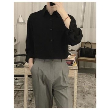 秋季新款黑色襯衫男DK禁欲系痞帥休閑長袖外套冰絲日系墜感上衣潮
