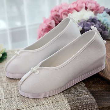 原創百搭漢服鞋子女古風純色布鞋古裝搭配內增高女鞋禪意茶服單鞋