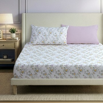 新品_東妮寢飾(單人/雙人/加大/特大)100%精梳棉床包枕套組／丁香晨露