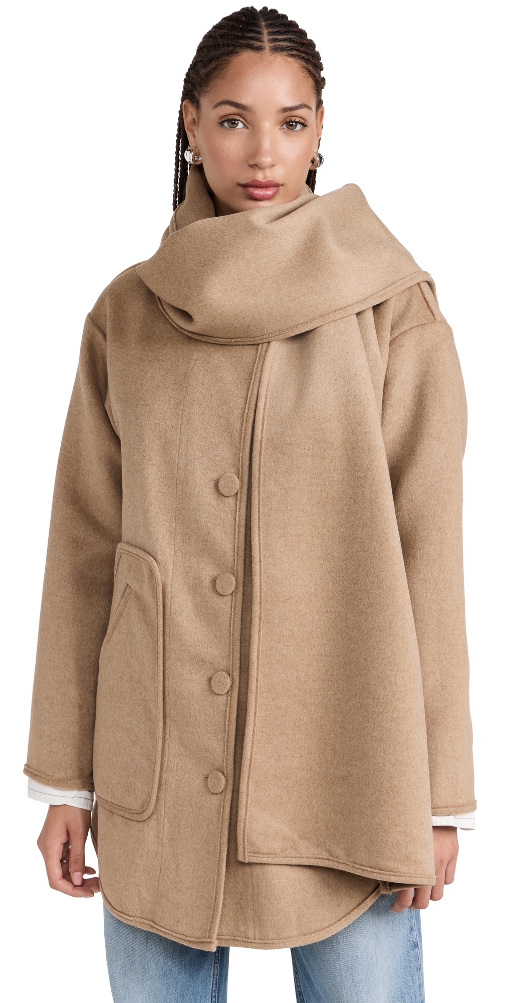 Splendid x Cella Jane Scarf Coat Heather Camel XS