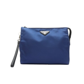 PRADA 普拉達 Re-Nylon 手拿包 藍色 尼龍帆布 2NE789 【二手名牌BRAND OFF】