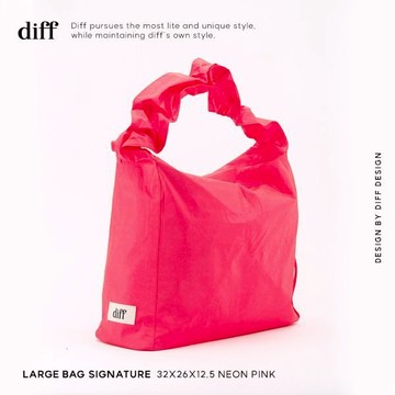 韓國 diff Large Bag Signature 流浪包 經典大款 肩背包 neonpink 台灣唯一正版授權代理