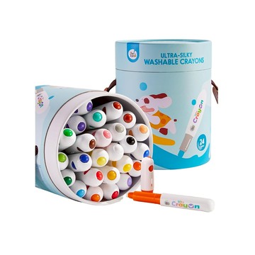 【JarMelo 原創美玩】可水洗絲滑蠟筆 24色(附可拆卸背帶)