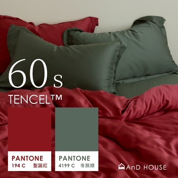 AnD House 天絲60支-聖誕紅 ✖ 冬搽綠 雙色配-床包被套組｜安庭家居 素色 混搭