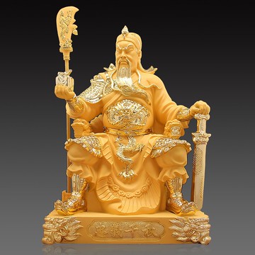 沙金關公擺件招財武財神關羽關二爺神像家居飾品客廳店鋪佛像供奉