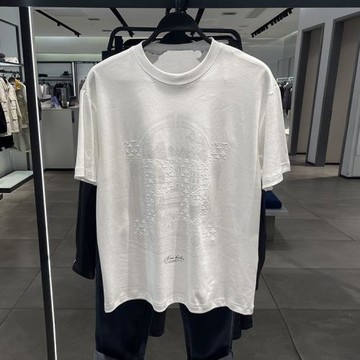 男夏季新款時尚立體圖案休閑寬松潮流短袖圓領T恤2105