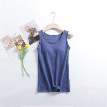只有M外貿原單女士純棉背心帶罩杯T恤免穿文胸四季可穿