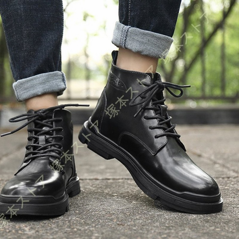 ショートブーツ メンズ ハイカットスニーカー ワークブーツ かっこいい 韓国風 厚底 レースアップ カジュアル 滑り止め 快適 アウトドア L2vzeg8fet Mknmarketing Com